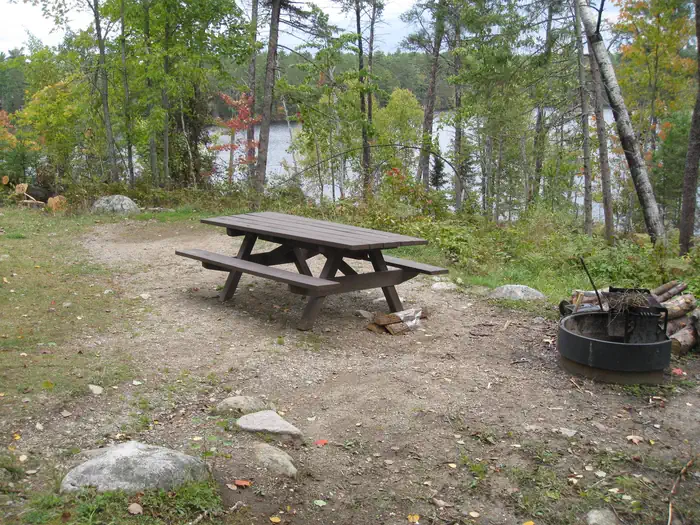 Fenske Lake Campground — Picture of campsite with fire ring and table.