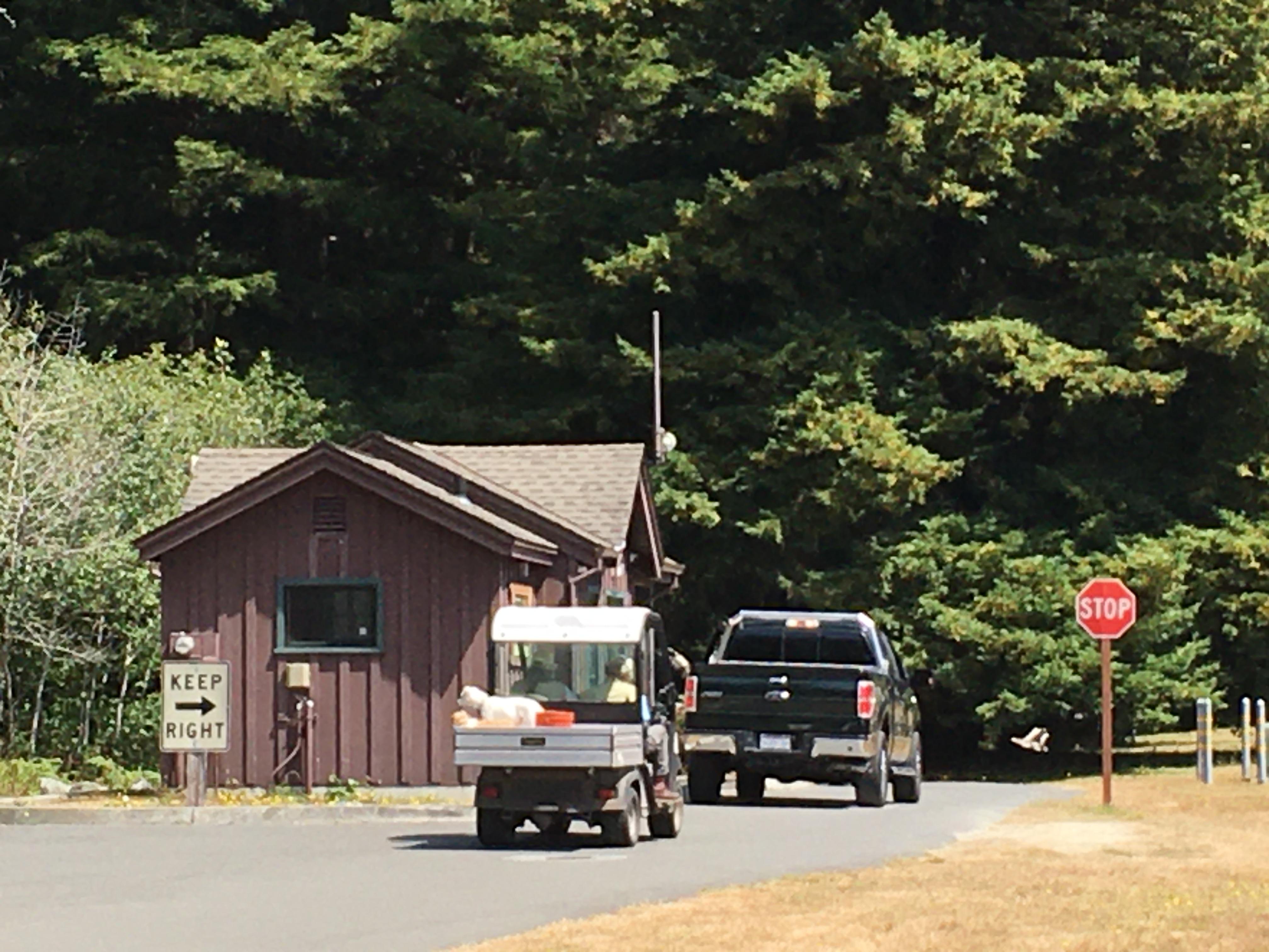 Elk Prairie Campground, Prairie Creek Redwoods  — Elk Prairie Campground entrance kiosk