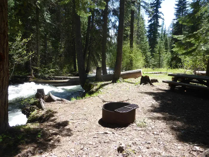 North Fork Catherine Creek Campground — Dispersed camp site next to North Fork Catherine Creek during spring runoff.