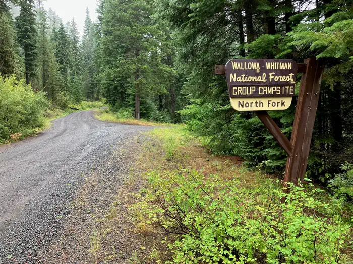 North Fork Catherine Creek Campground — North Fork Catherine Creek Group Campsite Sign and entrance from FSR 7785.
