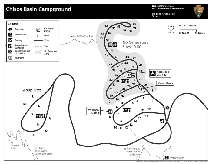 Chisos Basin Campground - Big Bend National Park — Campground map