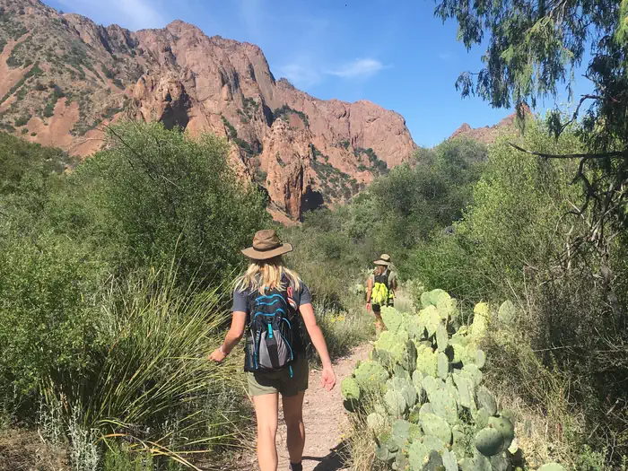 Chisos Basin Campground - Big Bend National Park — Hiker along Window Trail