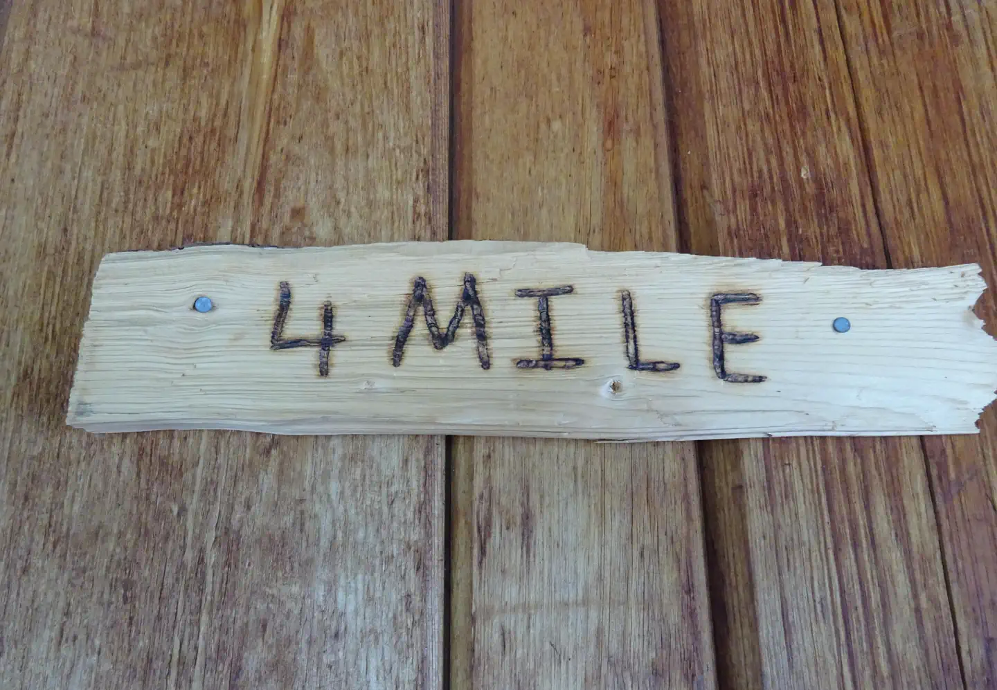 Fourmile Cabin — Rustic sign on door