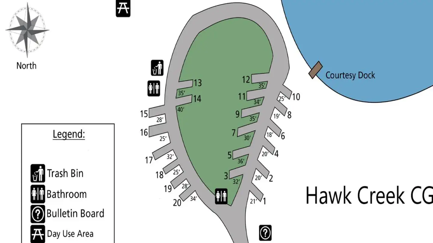Hawk Creek Campground — Hawk Creek CG Site Map