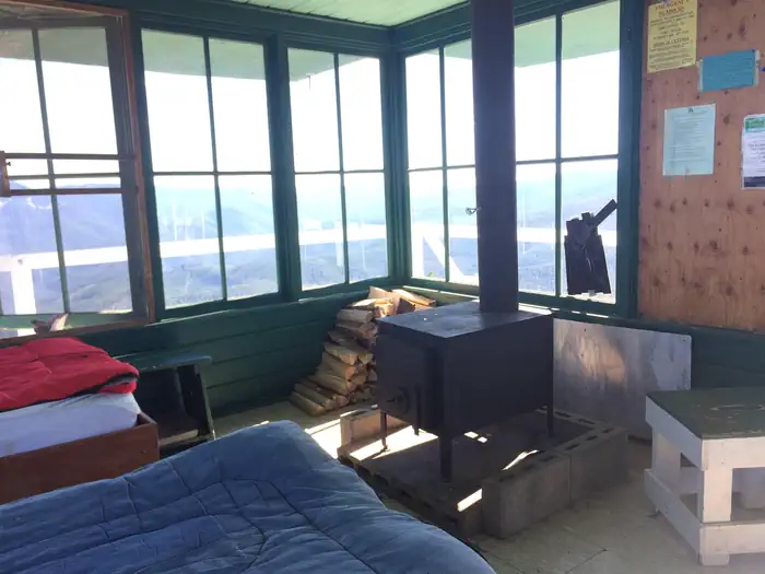 Sex Peak. Lookout Rental — Wood Stove for heating the lookout