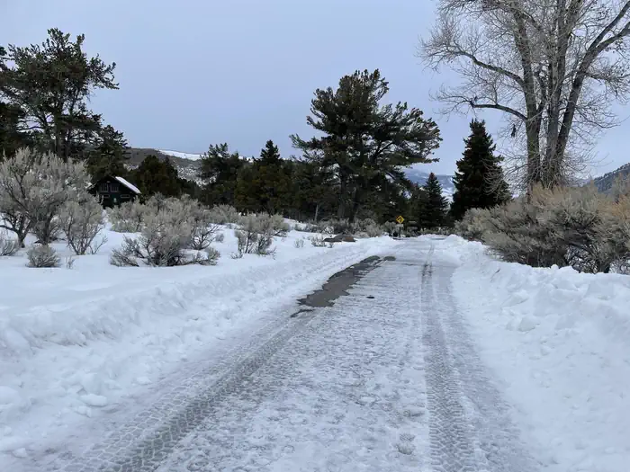 Mammoth Campground (yellowstone) — Mammoth Campground winter roads, looking north