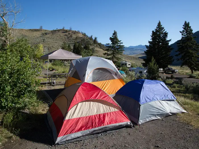 Mammoth Campground (yellowstone) — Tents pitched at the Mammoth Campground