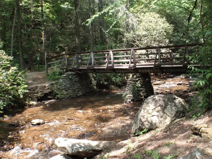 Desoto Falls Recreation Area — Foot Bridge(across from host site) that accesses the trail to the upper and lower water falls.