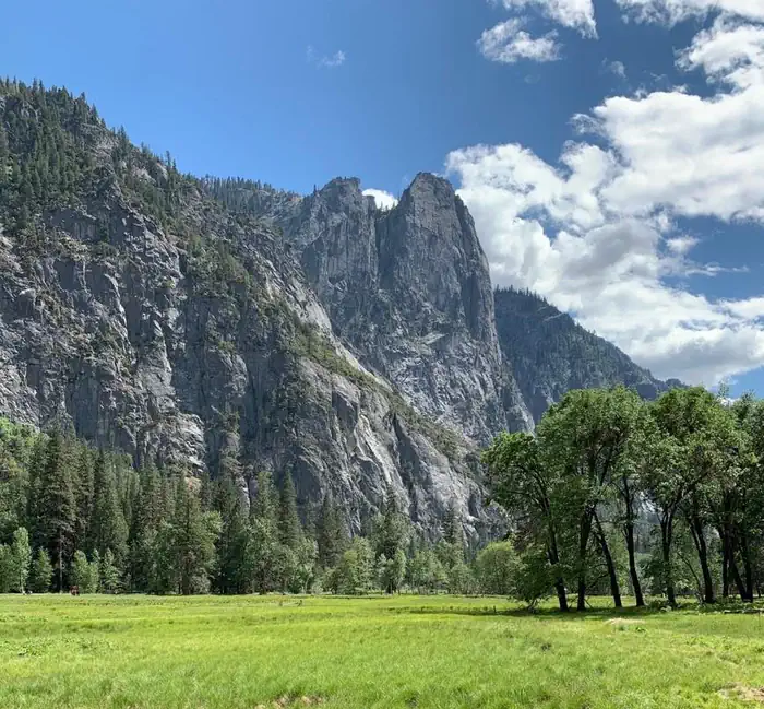Lower Pines Campground — view of Sentinel Rock from the east