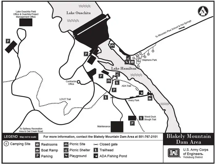 Stephens Park Campground — Stephens Park Campground & Blakely Mtn Dam Area Map