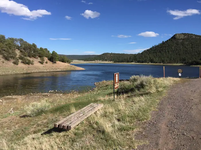 Pinon - Quemado Lake — Landscape near Quemado Lake showing recreation signs