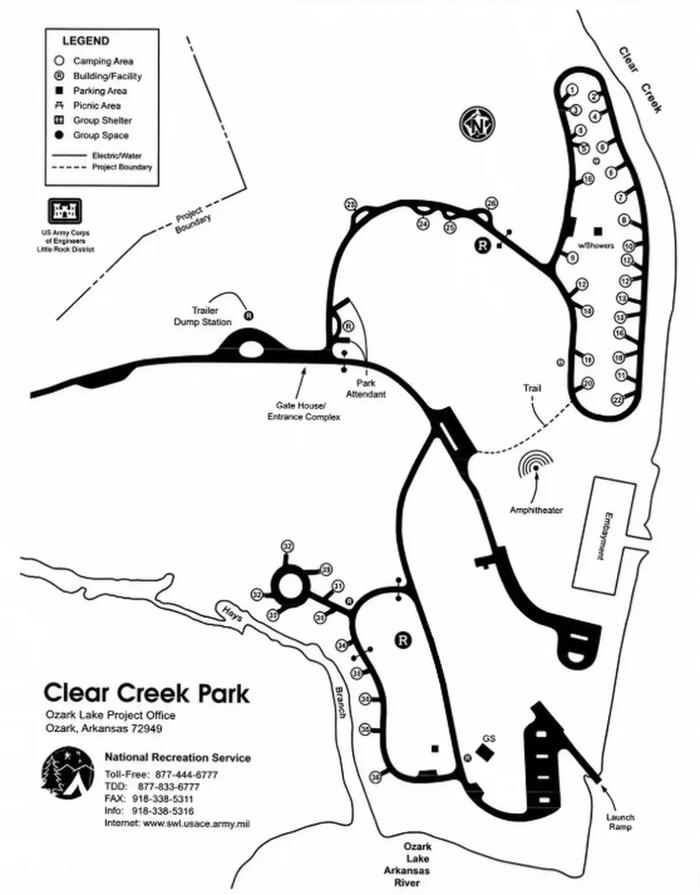 Clear Creek - Ozark Lake (ar) — PARK Map