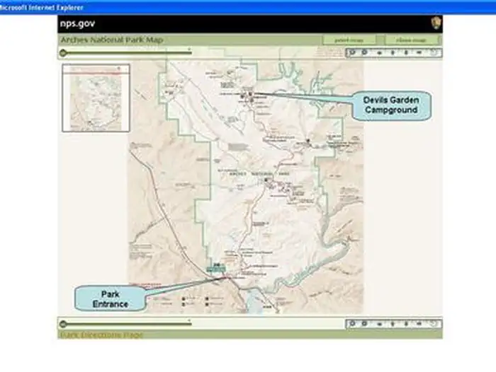 Devils Garden Campground — Map of Arches National park