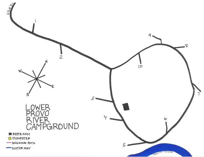 Lower Provo River Campground — Campground Map