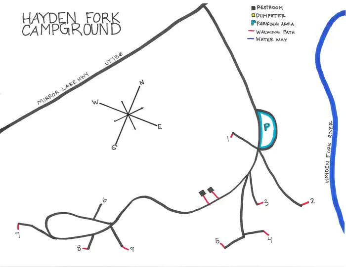 Hayden Fork Campground β Campground Map