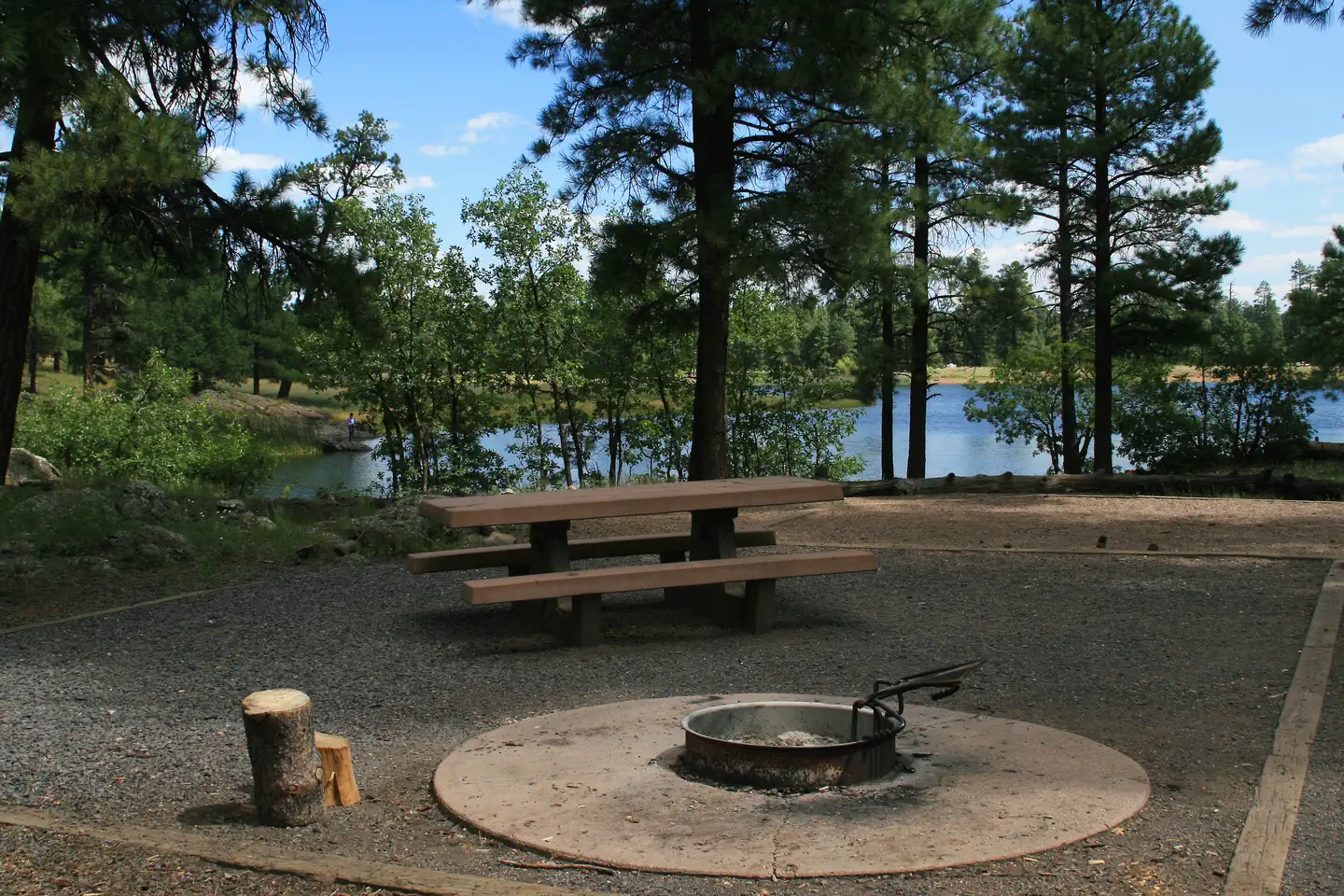 White Horse Lake Campground — campfire ring and picnic table