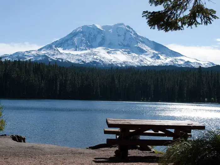 Takhlakh Lake Campground — Takhlakh Lake picnic table