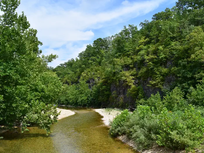 Sutton Bluff Recreation Area — West Fork Black River showing clear water and gravel bar