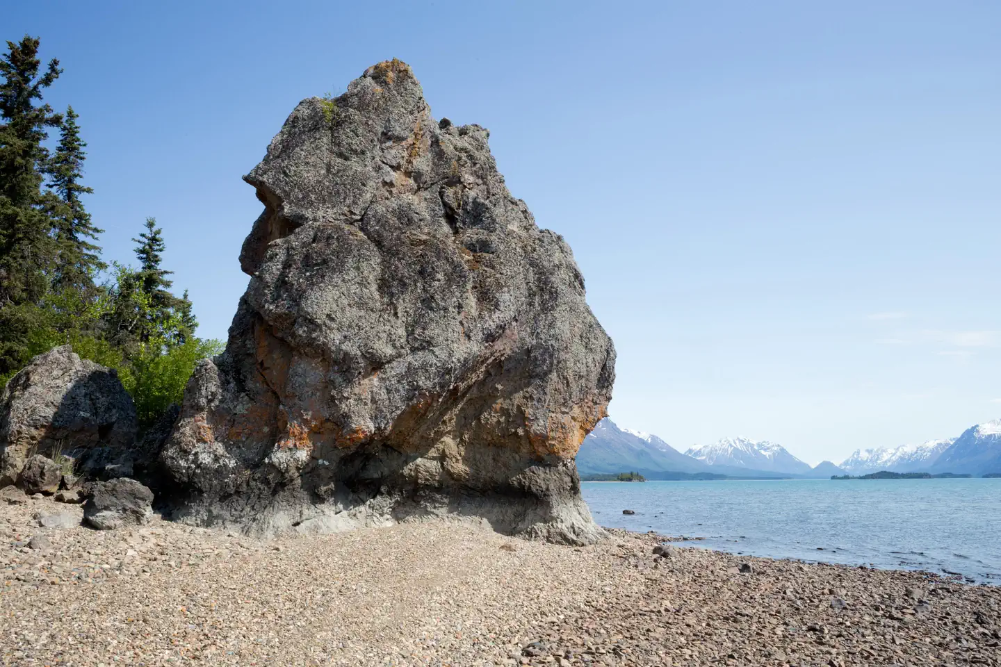 Priest Rock Cabin — Priest Rock or "Hnitsanghi’iy- The Rock That Stands Alone' on the shoreline near the cabin