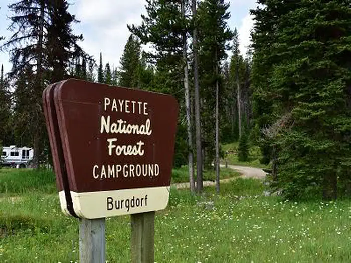 Burgdorf Campground — Payette National Forest Burdorf Campground sign