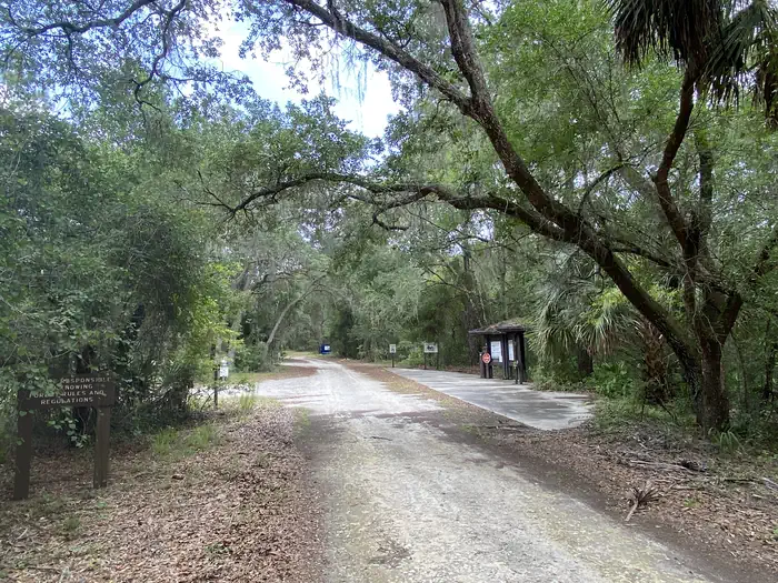 Big Bass Campground — A photo of facility Big Bass Campground entrance and fee kiosk.