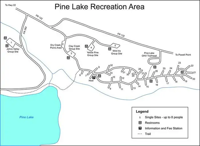 Pine Lake Campground — Campground map