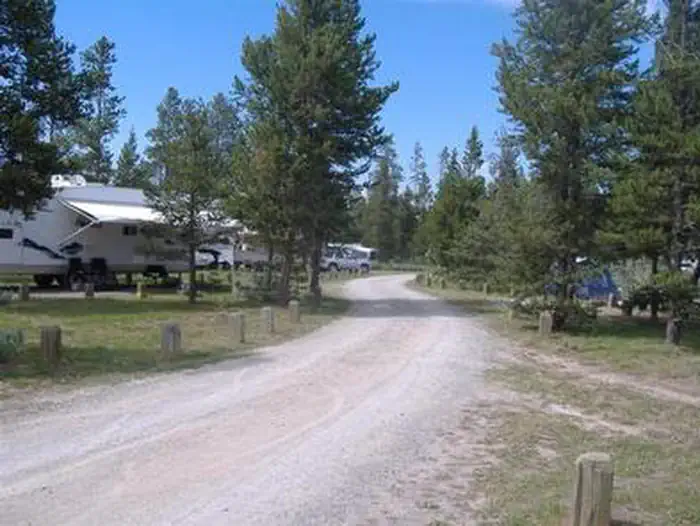 Lonesomehurst Campground — Lonesomehurst Campground road, pine trees, campsites & RV's