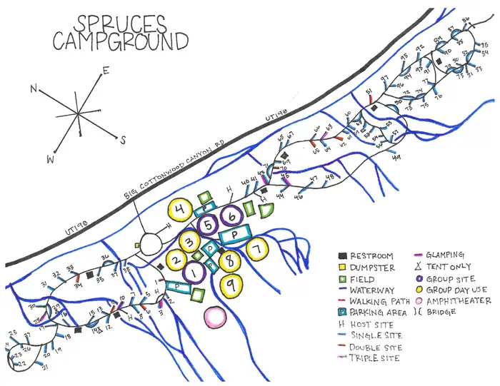 Spruces - Big Cottonwood — Campground Map