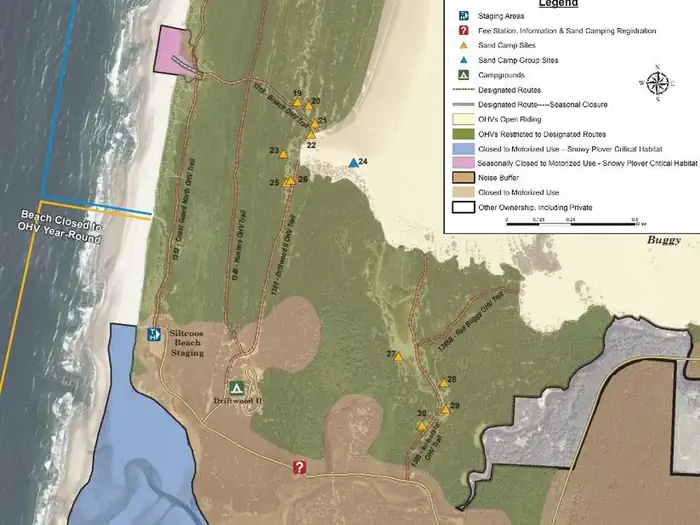 Siltcoos Sand Camping — Up close sand camp map