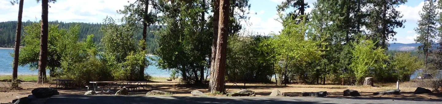 Gifford Campground — Beautiful campground along the shoreline. Trees and Lake in back ground.