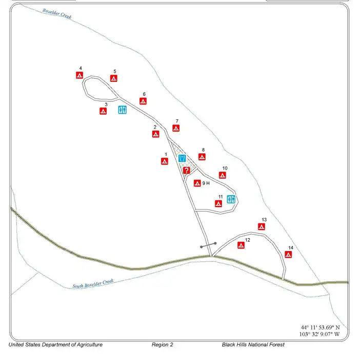 Boxelder Forks Campground — Boxelder Campground Map
