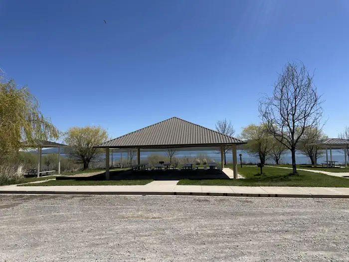 Blackfoot Reservoir Campground — Group Shelter, Horse Shoes, Grilling