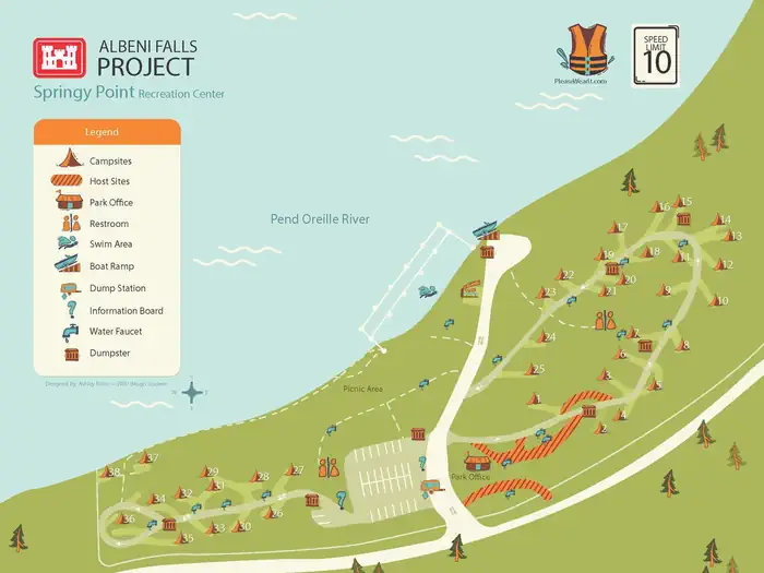 Springy Point — Map of Springy Point campground
