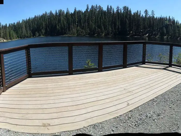 Gerle Creek — Newly constructed viewing platform at the end of the Summer Harvest Trail, Gerle Creek reservoir.