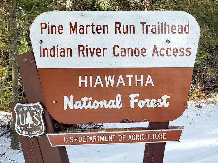 Ironjaw Lake Dispersed Campsite — Pine Marten Run Trailhead Sign
