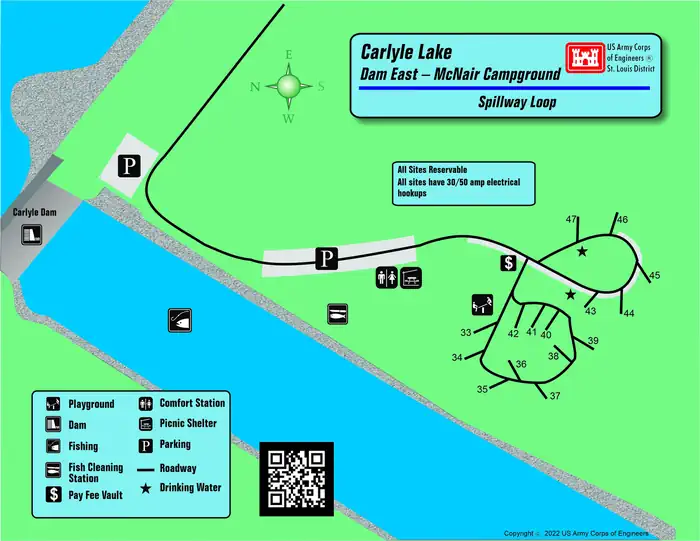 Dam East - Mcnair Campground — East Spillway Loop Map