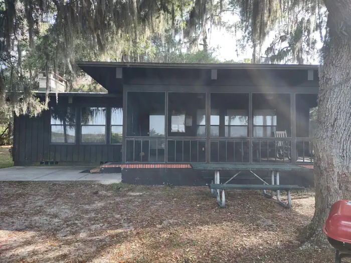 Lake Dorr Cabin — Back porch on cabin