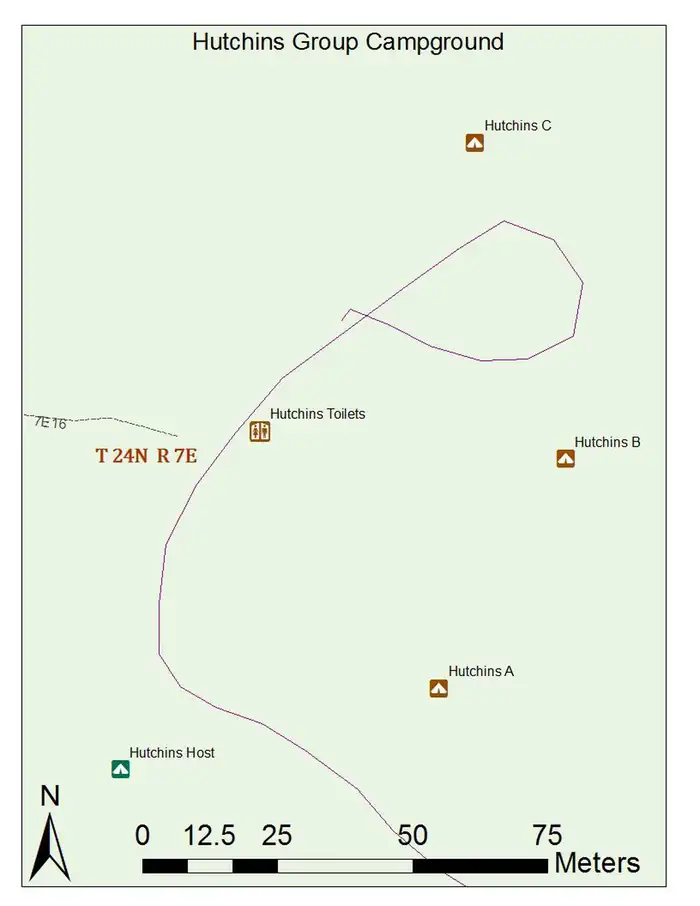 Hutchins Group Campground — Map of Hutchins Campground