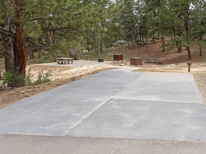Moraine Park - Rocky Mountain National Park — Moraine Park Campground can accommodate RVs up to 40-foot long. A number of campsites have concrete pads and electric hookups for 20, 30, 50 amps 