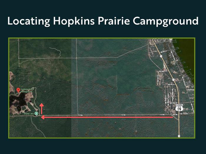 Hopkins Prairie Campground — Map of route to Hopkins Prairie Campground