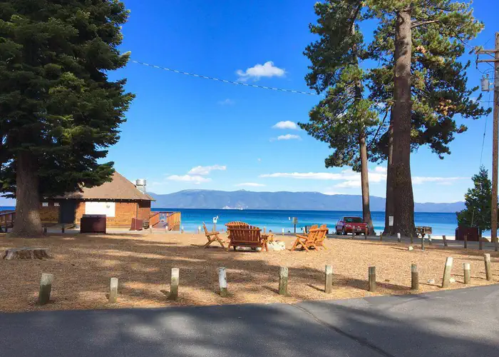 Meeks Bay Resort — Grill and beach view