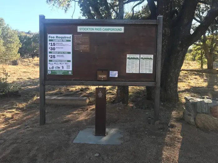 Stockton Pass — Stockton Pass Fee Board