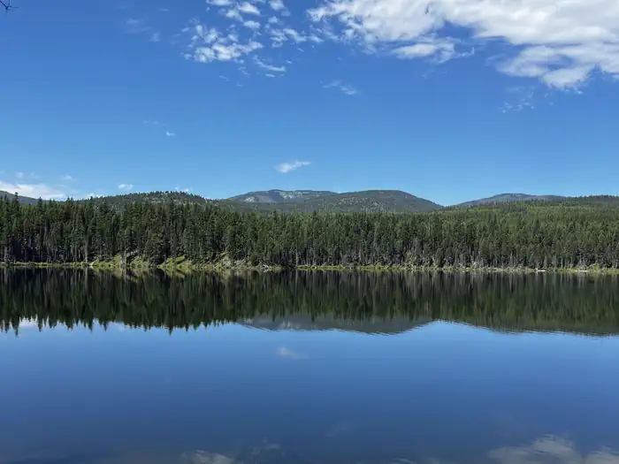 Lakeside - Group Campsite — A photo of the view from Lakeside Campground, looking West over Lake Alva.