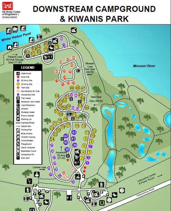 Downstream (mt) — Campsite map 