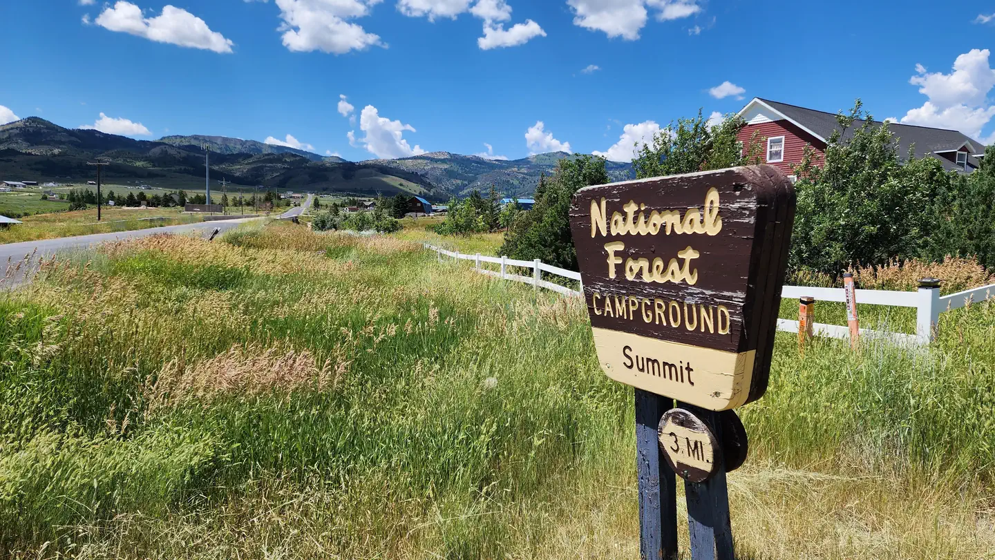Malad Summit Campground — Road sign leading to Malad Summit Campground