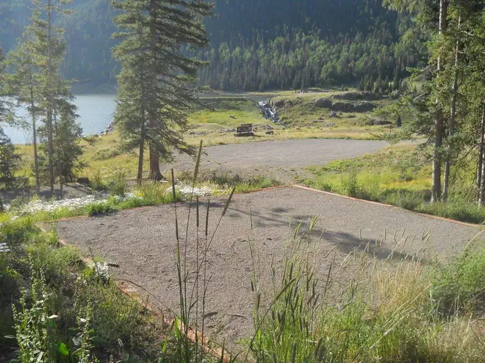 Big Meadows Reservoir Campground (south Central Co) — Tent pad for the group site viewing lake.
