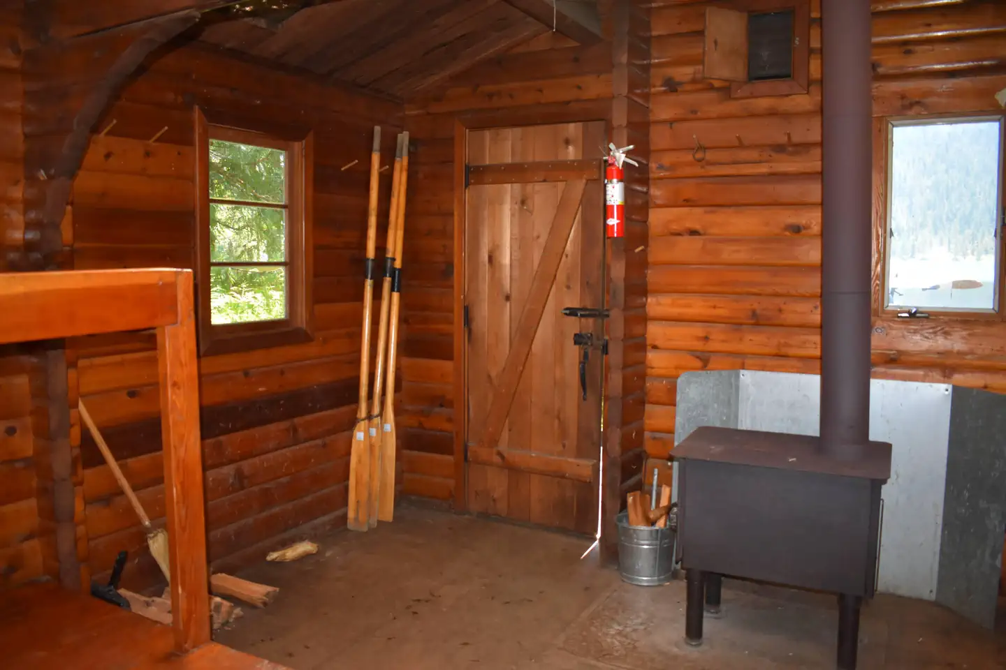 Patching Lake Cabin — Entrance Area with Stove