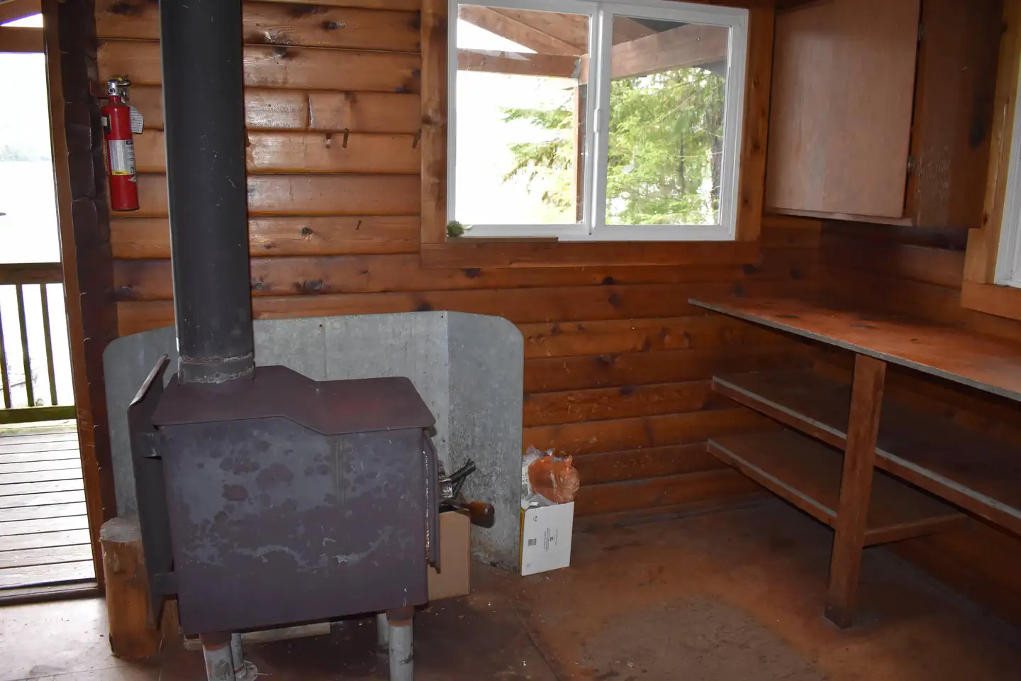 Helm Creek Cabin — Kitchen Area and Stove