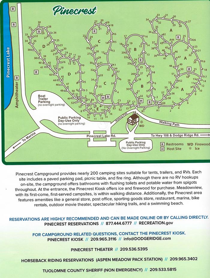 Pinecrest Campground — Campground Map