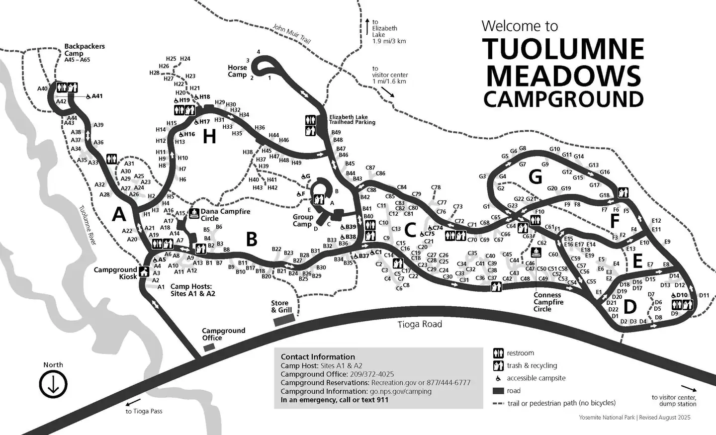 Tuolumne Meadows Campground — campground map